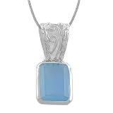 7.8 Carat Blue Chalcedony Sterling Silver Solitaire Pendant With 18 Snake Chain