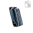 Premium Blue and White Naztech Cabrio Leather Slide-in Carrying Case Pouch with Belt Clip for Samsung Moment M900, i760 / Motorola Droid A855, CLIQ MB200 / HTC Tilt 2, Touch Pro 2 [Retail Packaging]