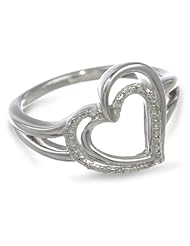Sterling Silver Diamond Heart Ring (0.05 cttw, I-J Color, I2-I3 Clarity)