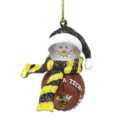 Georgia Tech Yellowjackets NCAA Striped Acrylic Basketball Snowman Ornament (2.5)"