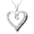 Sterling Silver Black and White Round Diamond Heart Pendant (1/10 cttw)