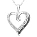 Sterling Silver Black and White Round Diamond Heart Pendant (1/10 cttw)