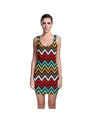 Stretchy Polyester/Spandex Chevron Print Bodycon Dress 