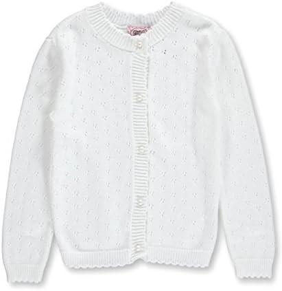 Sweetkizz Big Girls' "Tri Perforations" Cardigan - white, 10 - 12
