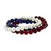 USA Pearl, Lapis, Coral Stone 8mm Bead Stretch Bracelet Set