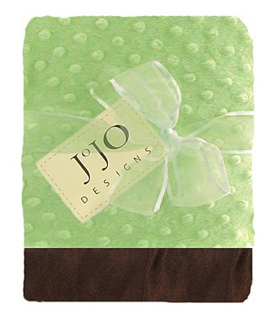 Designer Super Soft Green and Brown Baby Unisex Minky Dot Chenille and Satin Blankets by JoJo Designs