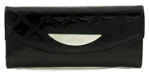 Kenneth Cole Reaction Womens Clutch Wallet Tri-fold iPhone/cell Holder Quilted (Black)