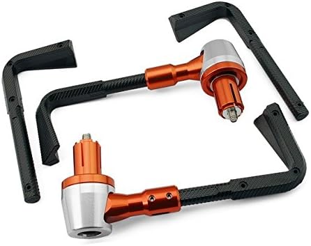 Motorcycle 2PCS 7/8"Led Light Handlebar Brush Hand Guard Brake Clutch Lever Protector Motocross Hand Guard Front Adjustable Orange & Silver Fit For KAWASAKI ZX6R 2007-2012 F-88/K-828
