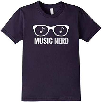 Kids MUSIC NERD T SHIRT - plastic glasses music notes 12 Navy