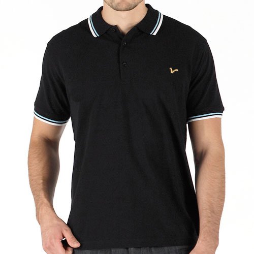 Voi Jeans Herren Tipped Polohemd Schwarz/Weiß/Himmelblau 