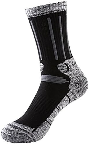 Langxi Men's Outdoor Skiing Climbing High Terry Socks Full Cushion General Athletic (Shoe 6-12, Black)