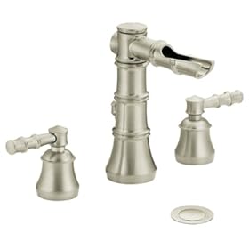 Moen TS881BN Bamboo Two-Handle Open Waterway Bathroom Faucet, Brushed Nickel
