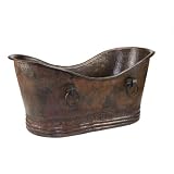 67 Hammered Copper Double Slipper Bath Tub with Rings in Oil Rubbed Bronze