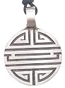 Labyrinth Maze Amulet Silver Tone Pewter Pendant Necklace