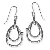 .925 Silver Textured Branch Dangle Earrings