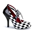 4 Inch Heel Sexy Shoes Race Car Driver Costume Shoes Black White Checkered Mary Janes