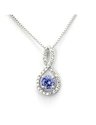 Sterling Silver Figure 8 Infinity Pendant w/ September 1.50ctw Sapphire CZ Color Birthstone