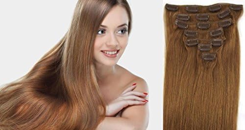 Fashion Hairstyle Clip in Remy Human Hair for Beauty Women's Accessories in 48cm 75 Gram - Medium Golden Brown #10