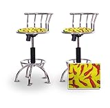 2 24"-29" Chile Peppers Seat Chrome Adjustable Specialty / Custom Barstools ....