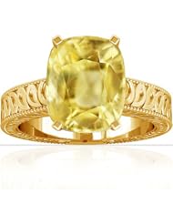 14K Yellow Gold Cushion Cut Yellow Sapphire Fana Designer Ring