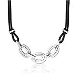 Smooth Charisma: Stainless Steel Double Oval Link Dual Rubber Cord Necklace for Men