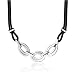 Smooth Charisma: Stainless Steel Double Oval Link Dual Rubber Cord Necklace for Men