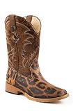 Roper Women's Square Toe Leopard Riding Boot,Brown,9.5 M US