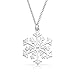 Classic Christmas Holiday Party Snowflake Pendant Necklace For Women Teen Polished .925 Sterling Silver Leverback