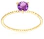10k Yellow Gold 5mm Amethyst Rope Design Solitaire Ring, Size 6