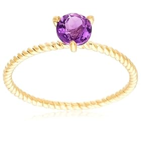 Buy 10k Yellow Gold 5mm Amethyst Rope Design Solitaire Ring by Amazon.com Collection