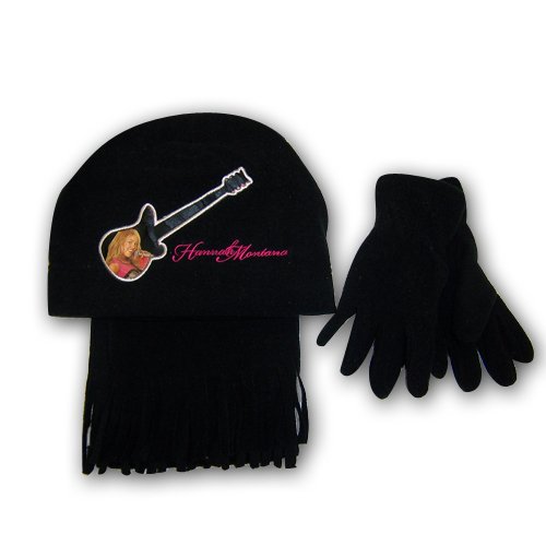 Disney Hannah Montana Girl's Fleece Hat, Scarf and Glove Set - 3 Piece Set (7-14)