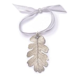 Real Oak Lace Leaf Ornament - Silver