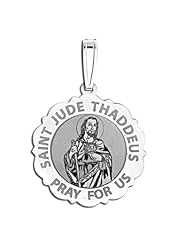 Saint Jude Scalloped Medal - Available in Solid 14K Yellow or White Gold, or in Sterling Silver