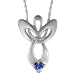 Sterling Silver September Birthstone Guardian Angel Pendant