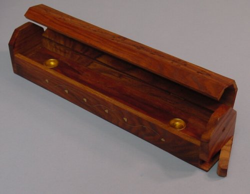 Wooden Coffin Incense Burner - Vines 12