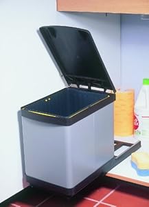 Poubelle coulissante 16L gris plomb: Cuisine & Maison