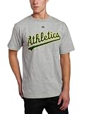 MLB Men's Oakland Athletics Official Wordmark Short Sleeve Basic Tee (Steel Heather, X-Large)