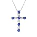 Cross Necklace With 1.00ctw Diamonds and Created Sapphires Made of White Gold Length 18in