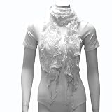 White Ruffled Lace Lightweight Gathered Scarf