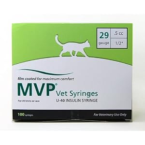 MVP Vet u-40 Insulin Syringes 29 Gauge .5cc 1/2 in - 100 ea