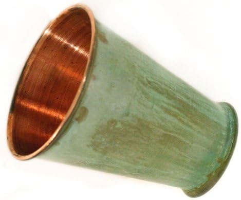 Dago's Copper Designs CP-01-G 2-Piece Tapered Small Solid Copper Decorative Pot, 3-1/2-Inch by 4.25-Inch, Verdigris