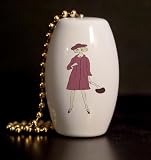 Retro London Fashion Woman Porcelain Fan / Light Pull
