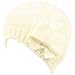 Cable Knit Beanie Skull Ski Winter Ribbon Bow Hat Ivory