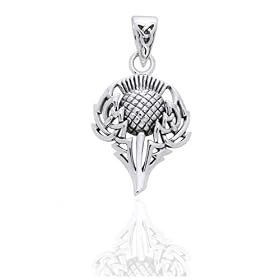 Scottish Spirit of Alba Thistle Celtic Knot Art Sterling Silver Pendant by Courtney Davis
