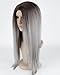 GCIYAEN New Fashion Straight Brown Root to Grey Ombre Synthetic Wig Ombre Wig