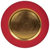 Caspari 13-inch Lacquer Charger, Red with Gold