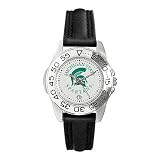 Michigan State Spartans Suntime Ladies Sports Watch w/ Leather Band - NCAA College Athletics
