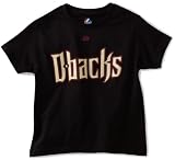 MLB Boys' Arizona Diamondbacks Official Wordmark Short Sleeve Basic Tee (Black, X-Large)