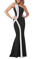 Polyester Mermaid Stretchy Striped Print One Shoulder Bodycon Dress/Prom Dress/Maxi Dress 