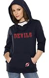 New Jersey Devils Women's (Navy) Laser Cut 3/4 Sleeve Pullover Hoodie - by Alyssa Milano